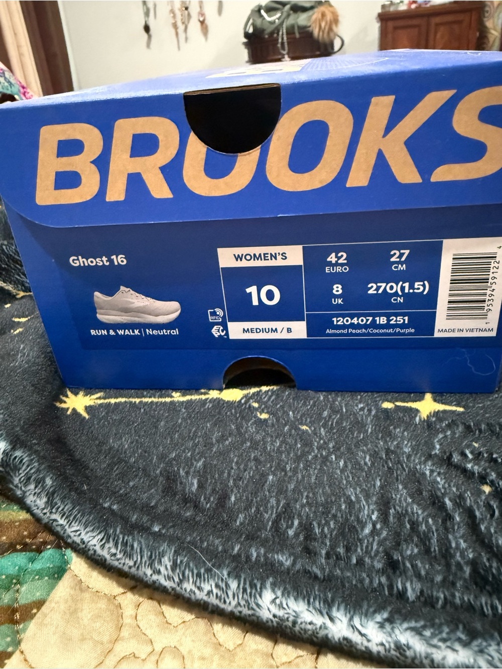 Brooks Women's Ghost 16 running sneakers almond peach/coconut/purple size 10 - Picture 5 of 15